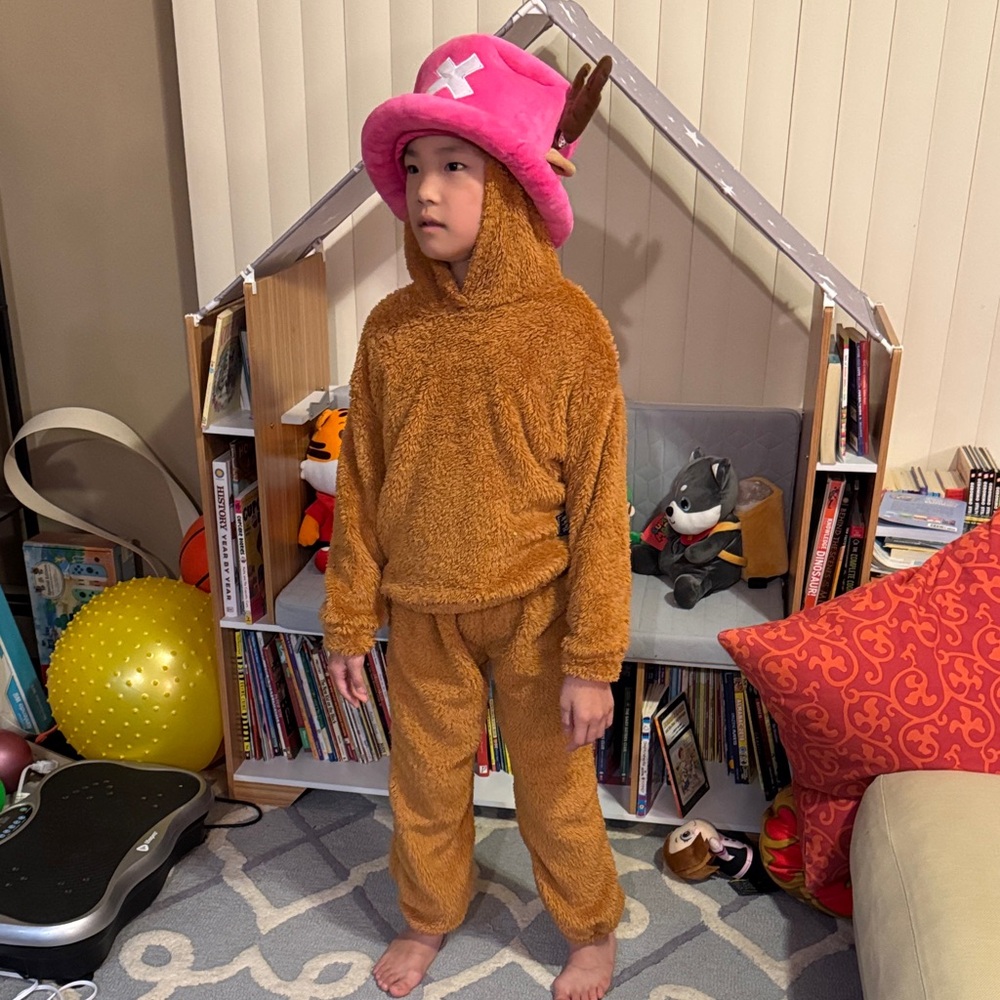 One piece chopper costume Brown Fuzzy Hoodie and Pants Set